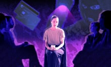 Woman sits in front of people listening empathetically.