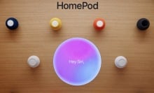 HomePod smart speakers at the an Apple store