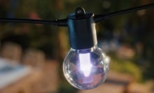 close-up view of new philips hue globe lights