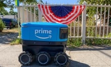 An Amazon delivery robot.