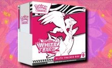White Flare Elite Trainer Box on a pink patterned background