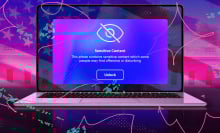 computer screen with warning 'Sensitive Content: This photo contains sensitive content which some people may find offensive or disturbing'