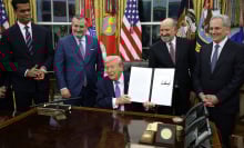 President Donald Trump in the White House after having signed the AI executive order. 