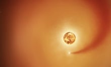 An artist's rendering of Siwarha's wake in Betelgeuse's atmosphere