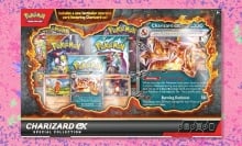 The Pokémon TCG: Charizard ex Special Collection on a purple and pink background
