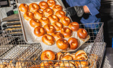 Bagels being poured