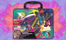 The Fall 2025 Pokémon TCG Collector Chest on a blue, purple, and red background