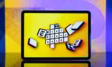 Close-up view of crossword puzzle.