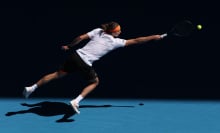 Alexander Zverev of Germany plays a backhand