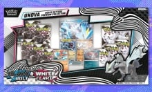 The Pokemon TCG Unova Heavy Hitters Premium Collection on a purple background