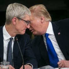 Apple CEO Tim Cook and President Donald Trump at a 2019 White House meeting.