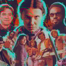 A composite of images from upcoming shows like "Stranger Things," "The Paper," and "Only Murders in the Building."