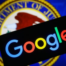 Google logo and DOJ 