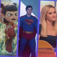 A composite of images from "Gen V," "Ne Zha II," "Superman," "The Morning Show," and "Futurama."