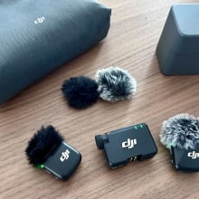dji mic mini kit laid out on tabletop