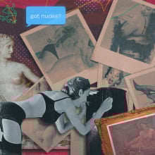 old lingerie photos with text bubbles popping up around them