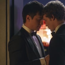 The stars of HBO Max's 'Heated Rivalry.'