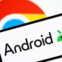 Android logo on a smartphone screen
