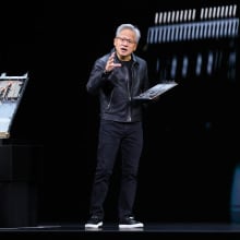 nvidia ceo jensen huang speaking on stage