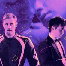 From left to right, Colin (Harry Melling) and Ray (Alexander Skarsgård) and Shane (Hudson Williams) and Ilya (Connor Storrie).