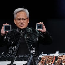 nvidia ceo holding chips on stage