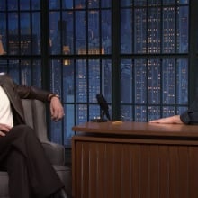 Seth Meyers interviews Connor Storrie on "Late Night."