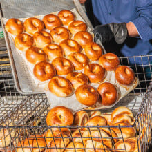 Bagels being poured