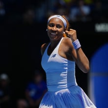 Coco Gauff celebrates at the Australian Open