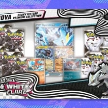 The Pokemon TCG Unova Heavy Hitters Premium Collection on a purple background