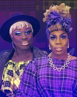 LONDON, ENGLAND - JANUARY 19: Sibling Rivalry aka Bob the Drag Queen and Monét X Change attend RuPaul's DragCon UK presented by World Of Wonder at Olympia London on January 19, 2020 in London, England.