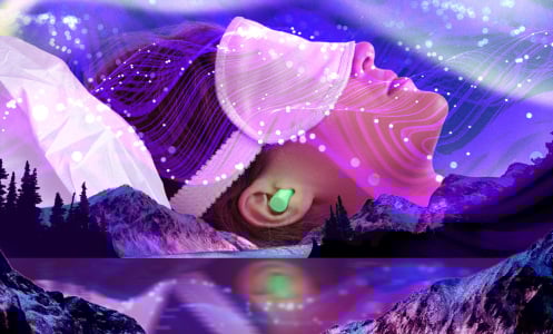 person sleeping with ear plugs