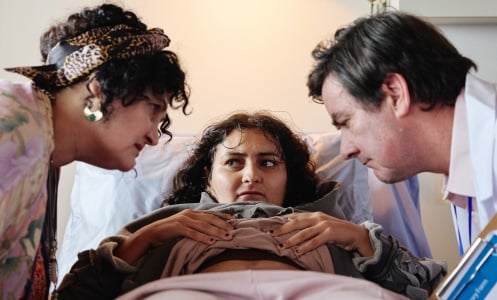 Hannah Lynch and Yvette Parsons play a mother and daughter dealing with an otherworldly pregnancy in "Mum, I'm Alien Pregnant." 