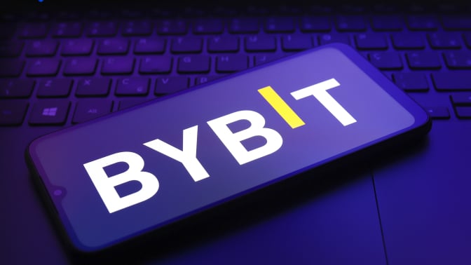 Bybit logo on mobile device