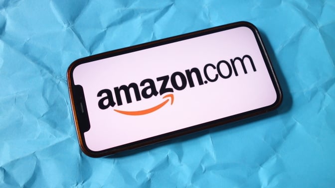 Amazon logo on mobile device