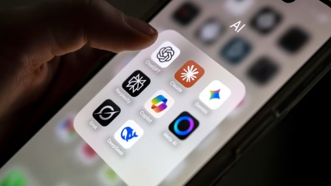 AI apps in a folder on an iPhone screen