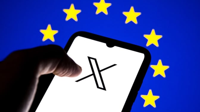 X logo with EU flag