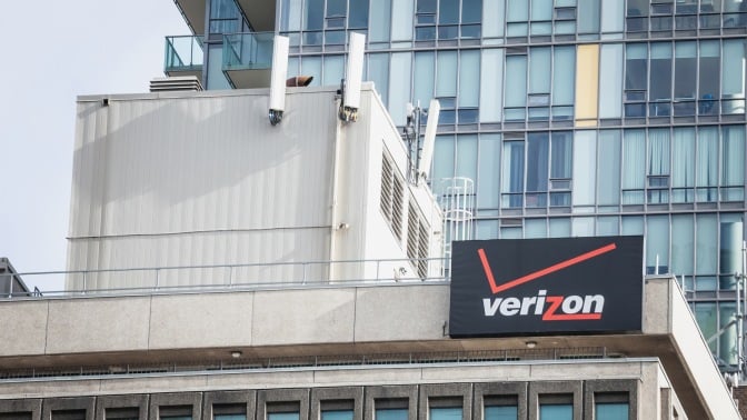 Verizon logo on their main office in Toronto, Canada