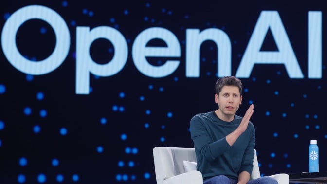 Open AI CEO Sam Altman speaks during Snowflake Summit in San Francisco in June 2025.