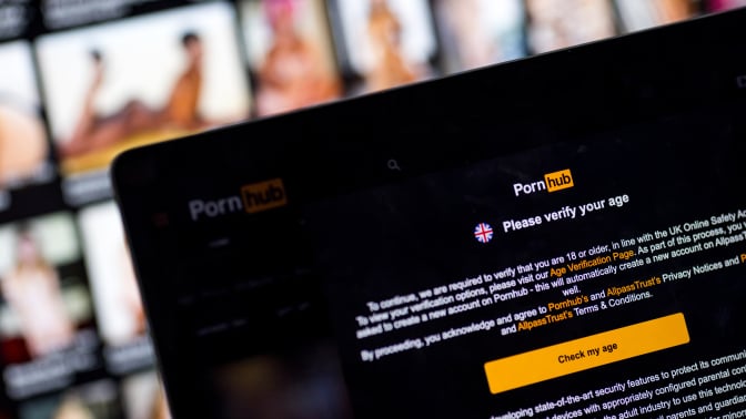 Pornhub on laptop screen