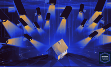 illustration of a house with a bunch of security cameras pointed at it