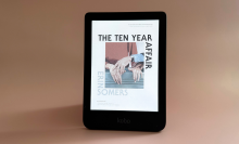 A Kobo Clara Colour on a pale pink background