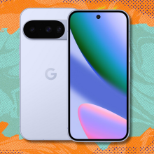 Google Pixel 10 on colorful abstract background