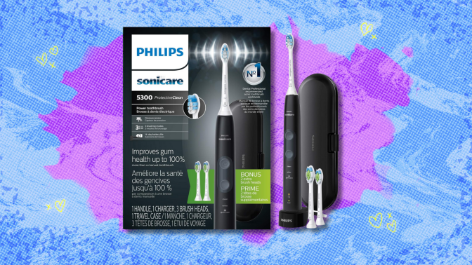 Sonicare Protective Clean 5300 on blue and purple abstract background