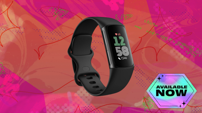 fitbit charge 6 watch on abstract background