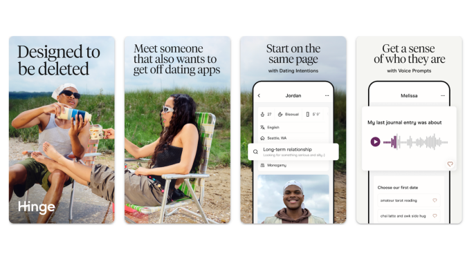 Hinge dating app screenshot. 