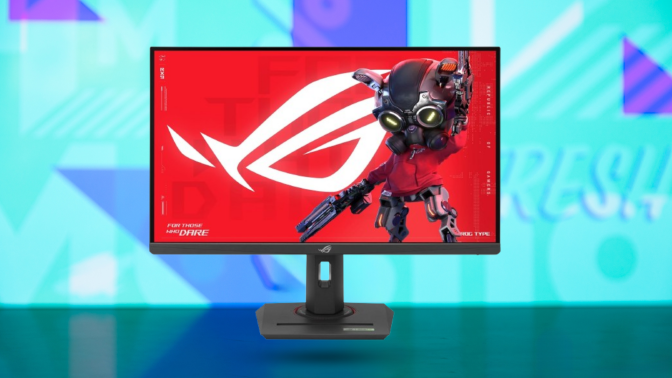 asus rog strix monitor on blue background