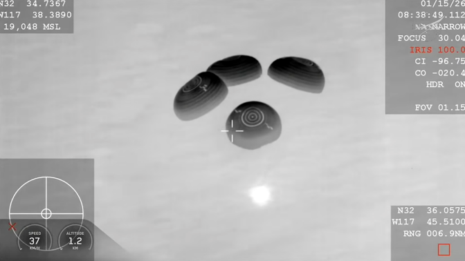 NASA's SpaceX Crew-11 take a ride home in a Dragon capsule.